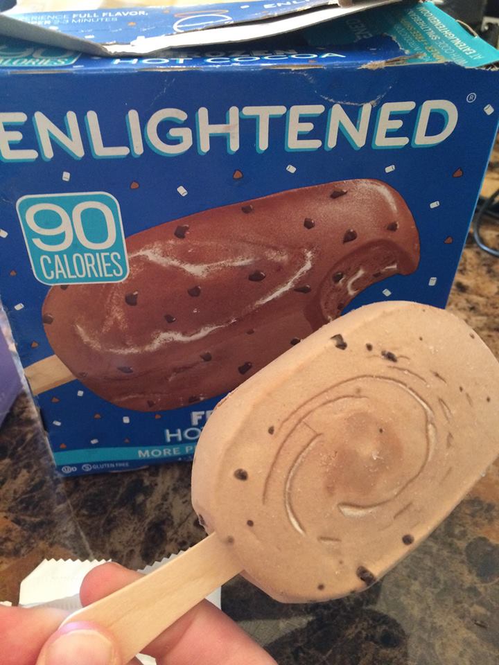 enlightened frozen hot cocoa bars are the same size as displayed on box