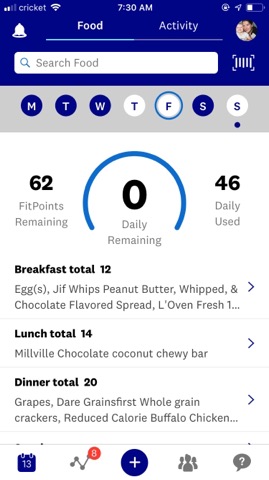 weight watchers fit points not working